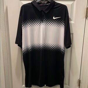 Tiger Woods Nike Black and White Performance Polo Shirt